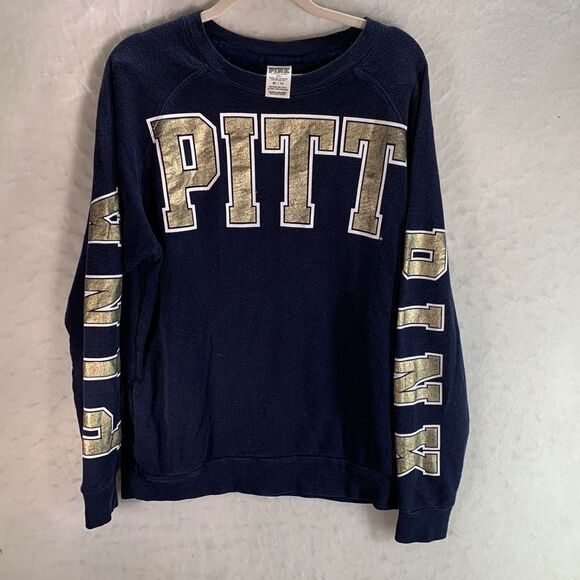 Victorias Secret PINK Pittsburgh Pitt Panthers Sweatshirt Oversized Extra Small - Picture 1 of 4